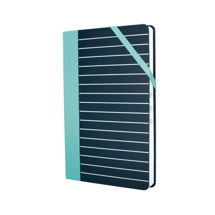 Milan Paperbook Stripes Libreta Mediana - Cuadriculado - 208 Hojas de 80g - Cierre Elastico - Color Negro