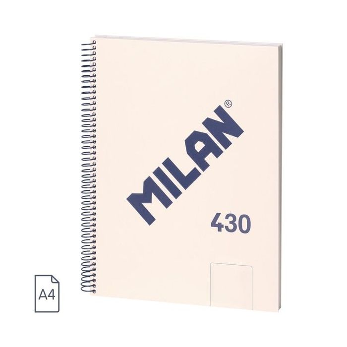 Milan 430 Since 1918 Cuaderno A4 con Espiral - Hojas Blancas - 80 Hojas de 95g - Tapa Dura - Color Beige