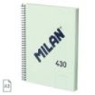 Milan 430 Since 1918 Cuaderno A5 con Espiral - Hojas Blancas - 80 Hojas de 95g - Tapa Dura - Color Menta