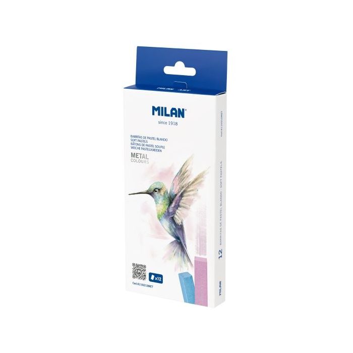 Milan Art Pack de 12 Barritas Pastel Blando - Colores Metalizados - Colores Surtidos