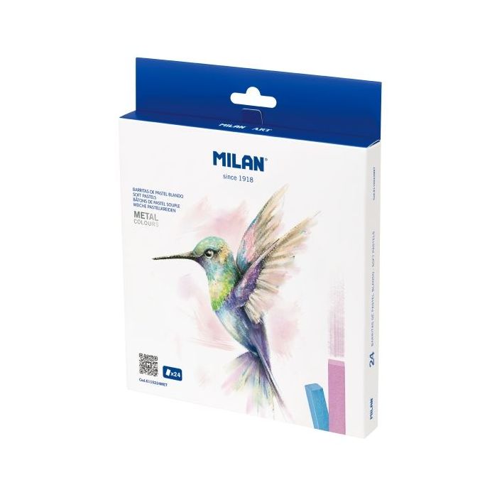 Milan Art Pack de 24 Barritas Pastel Blando - Colores Metalizados - Colores Surtidos