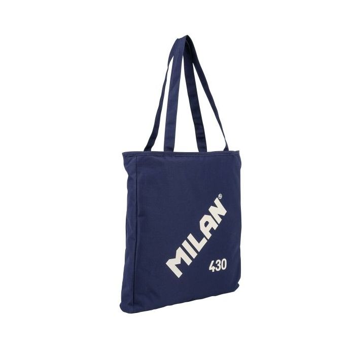 Milan Coleccion 430 Bolso Shopper 7.5L - Tamaño 38x36x6,5cm - Asa Larga 27cm - Tejido 'ripstop' - Color Azul Marino