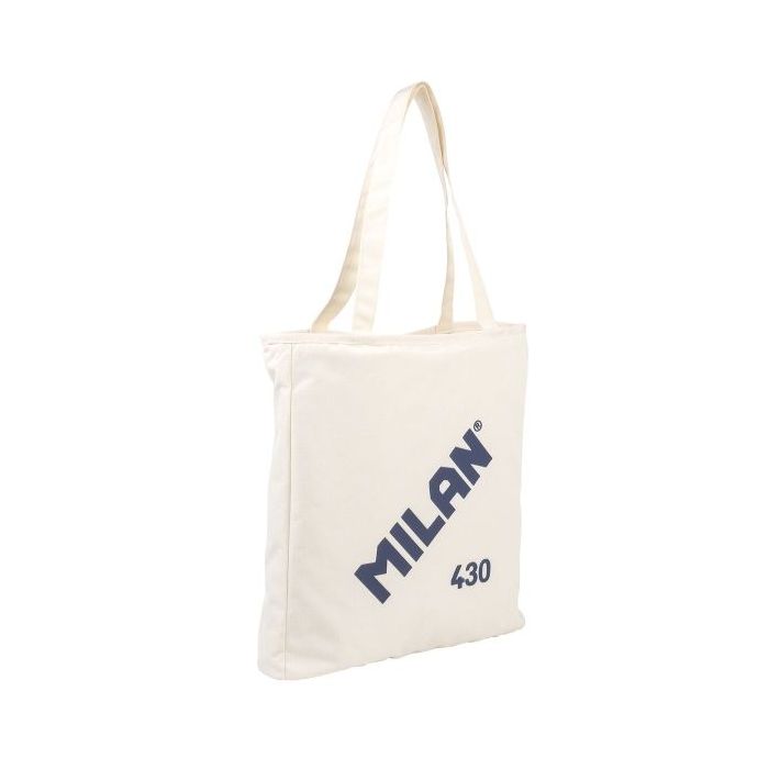 Milan Coleccion 430 Bolso Shopper 7.5L - Tamaño 38x36x6,5cm - Asa Larga 27cm - Tejido 'ripstop' - Color Beige