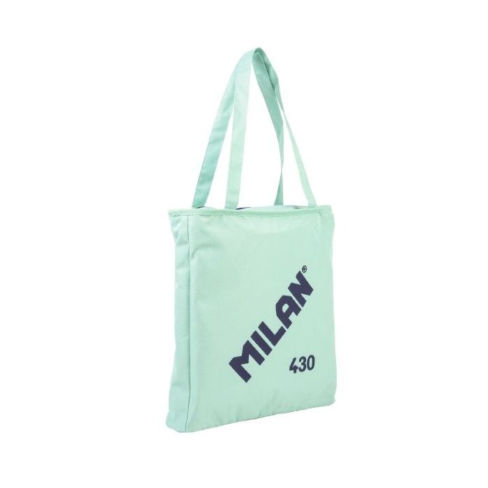 Milan Coleccion 430 Bolso Shopper 7.5L - Tamaño 38x36x6,5cm - Asa Larga 27cm - Tejido 'ripstop' - Color Verde