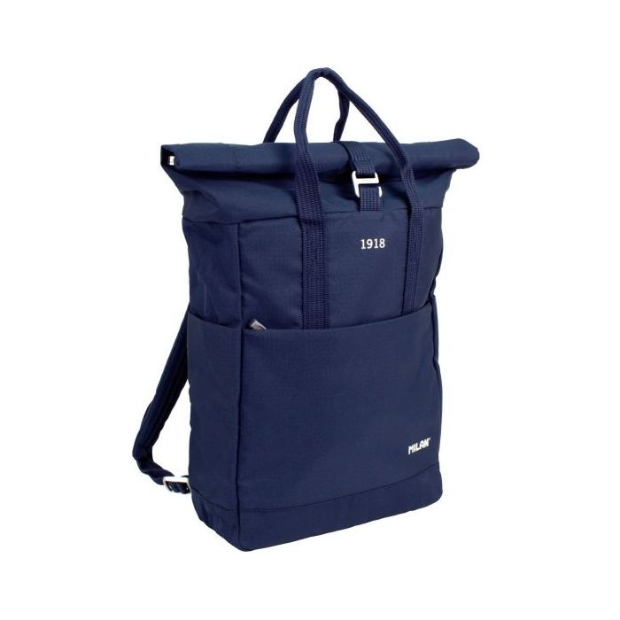Milan Coleccion 430 Mochila Urbana 10L - Cierre Superior Enrollable - 2 Bolsillos Laterales - Bolsillo Trasero Acolchado - Asas Regulables - Color Azul Marino