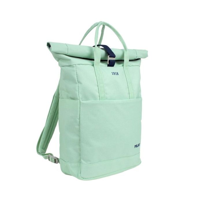 Milan Coleccion 430 Mochila Urbana 10L - Cierre Superior Enrollable - 2 Bolsillos Laterales - Bolsillo Trasero Acolchado - Asas Regulables - Color Verde