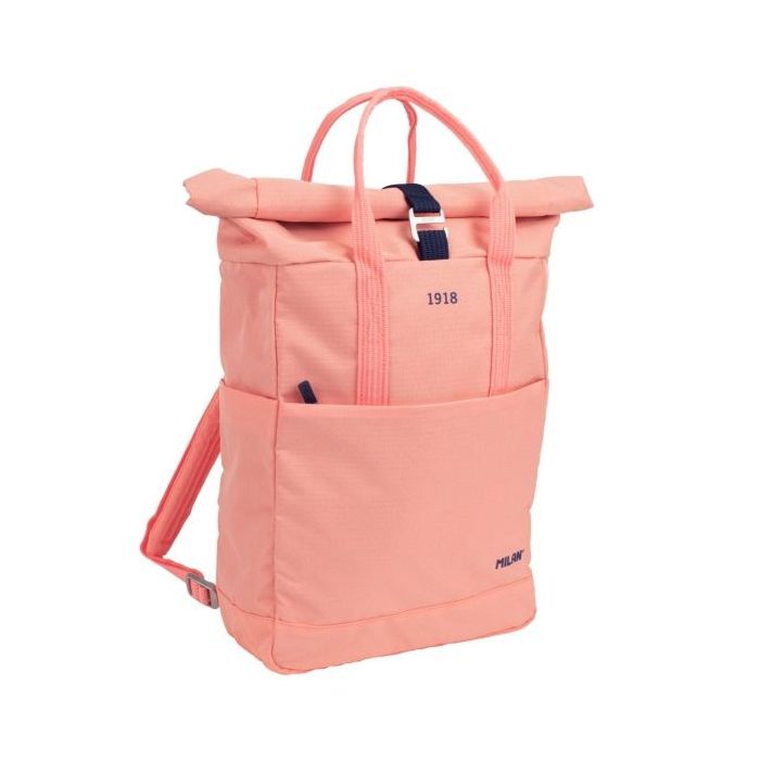 Milan Coleccion 430 Mochila Urbana 10L - Cierre Superior Enrollable - 2 Bolsillos Laterales - Bolsillo Trasero Acolchado - Asas Regulables - Color Rosa