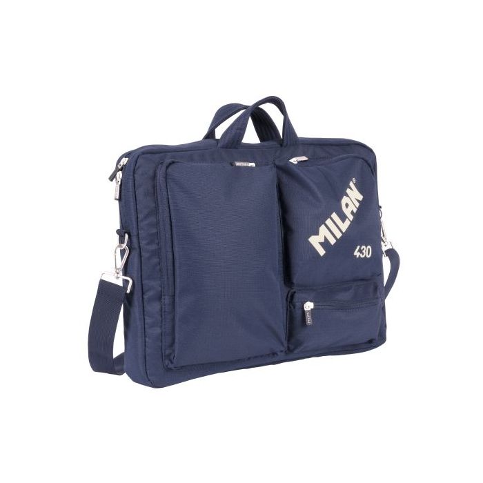 Milan 430 Since 1918 Maletin para Portatiles hasta 17" - Cierre de Cremallera - 3 Compartimentos - 42x34x9cm - Color Azul