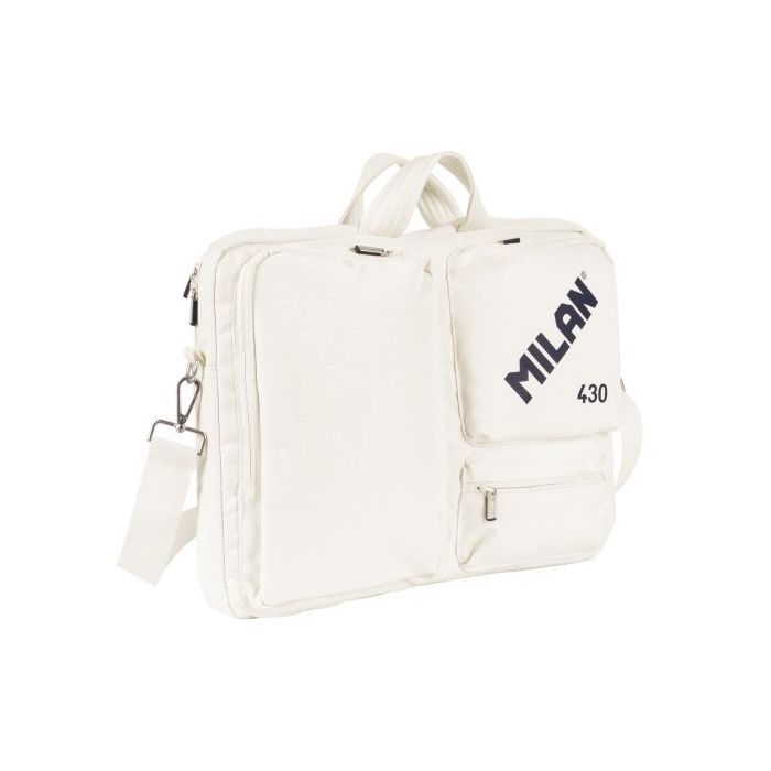 Milan 430 Since 1918 Maletin para Portatiles hasta 17" - Cierre de Cremallera - 3 Compartimentos - 42x34x9cm - Color Beige