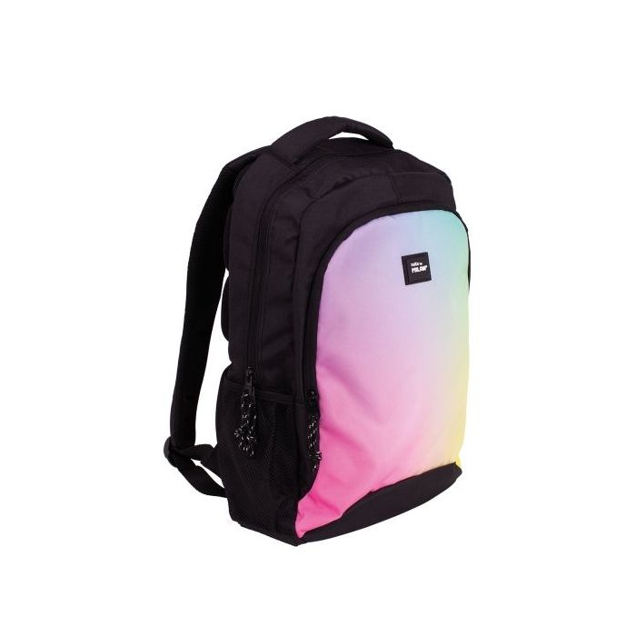 Milan Sunset Mochila Escolar 21L - Bolsillos Laterales de Malla - Compartimento Interior para Portatil - 2 Cremalleras - 45x30x12cm - Color Negro