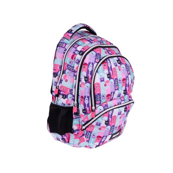 Milan Aliens 2 Mochila Escolar 25L - Bolsillos Laterales de Malla - Compartimento Interior para Portatil - 4 Cremalleras - 46.5x30x17cm - Color Rosa