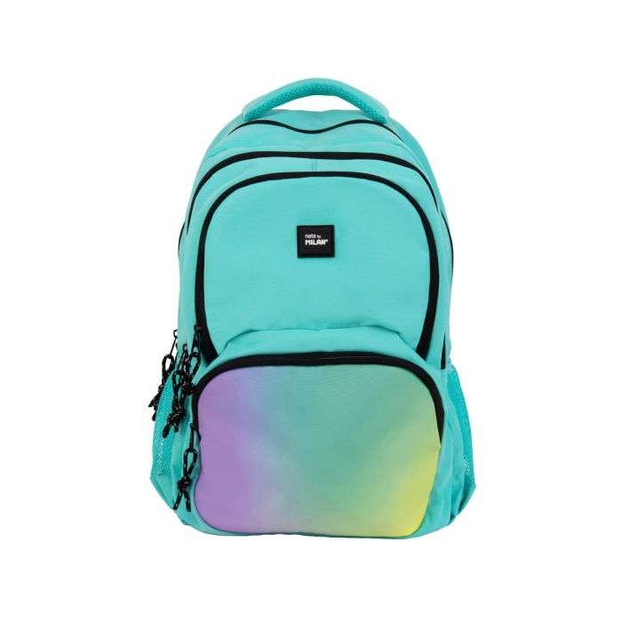 Milan Sunset Mochila Escolar 25L - Bolsillos Laterales de Malla - Compartimento Interior para Portatil - 4 Cremalleras - 46.5x30x17cm - Color Verde