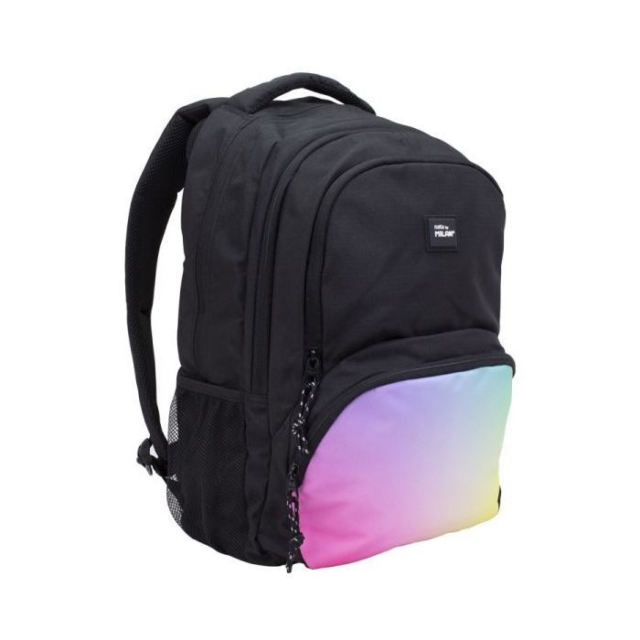 Milan Sunset Mochila Escolar 25L - Bolsillos Laterales de Malla - Compartimento Interior para Portatil - 4 Cremalleras - 46.5x30x17cm - Color Negro