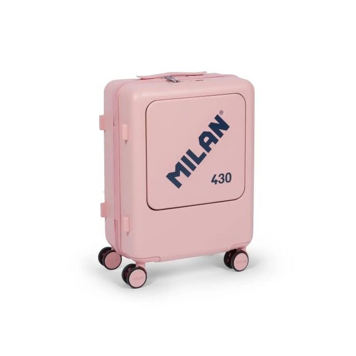 Milan Coleccion 430 Maleta de Cabina Rigida - 4 Ruedas Dobles 360º - Cierre con Combinacion de 3 Digitos - Apertura Independiente del Compartimento Principal y el Frontal - Medidas 55x40x23cm - Color Rosa