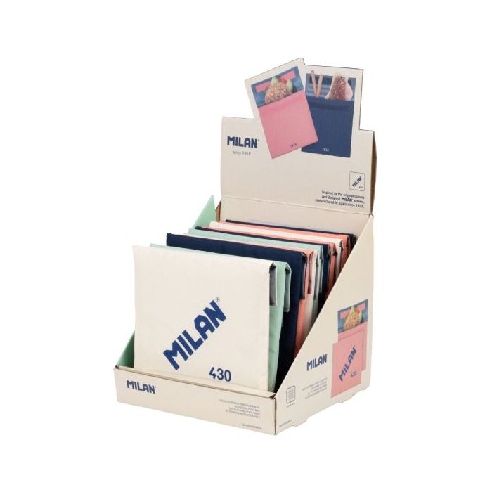Milan Coleccion 430 Expositor con 12 Bolsas Isotermicas Porta Alimentos 0.3L - Forro Interior Isotermico - Colores Surtidos