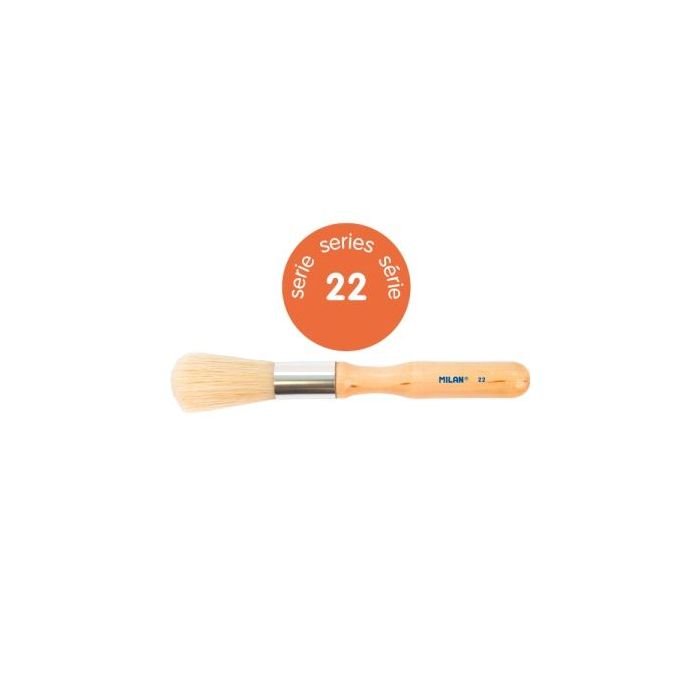 Milan 22 Pack de 3 Pinceles para Estarcido - Bolsa con Colgador - Pelo Largo - Mango Grueso - Color Madera Claro
