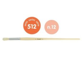 Milan 512 Pack de 4 Pinceles Redondos para Oleo Numero 12 - Bolsa con Colgador - Cerda Natural - Color Madera Claro