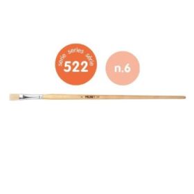Milan 522 Pack de 6 Pinceles Planos para Oleo Numero 6 - Bolsa con Colgador - Cerda Natural - Color Madera Claro