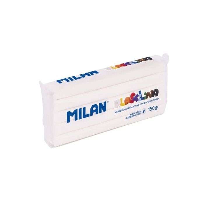 Milan Barra de Plastilina de 150gr - Base de Almidon de Maiz - Sin Gluten - Mezclables - Color Blanco