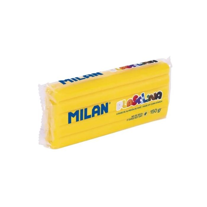 Milan Barra de Plastilina de 150gr - Base de Almidon de Maiz - Sin Gluten - Mezclables - Color Amarillo