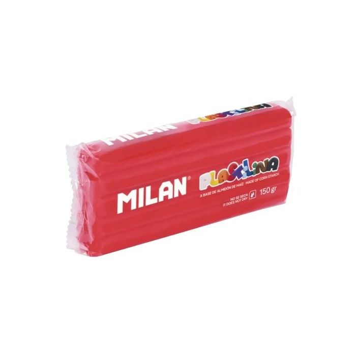 Milan Barra de Plastilina de 150gr - Base de Almidon de Maiz - Sin Gluten - Mezclables - Color Rojo