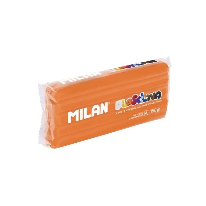 Milan Barra de Plastilina de 150gr - Base de Almidon de Maiz - Sin Gluten - Mezclables - Color Naranja