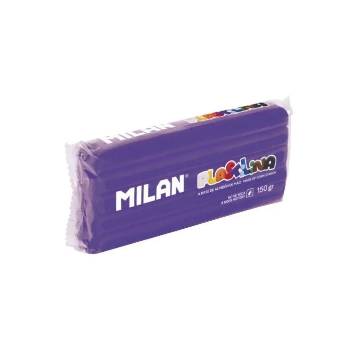 Milan Barra de Plastilina de 150gr - Base de Almidon de Maiz - Sin Gluten - Mezclables - Color Lila