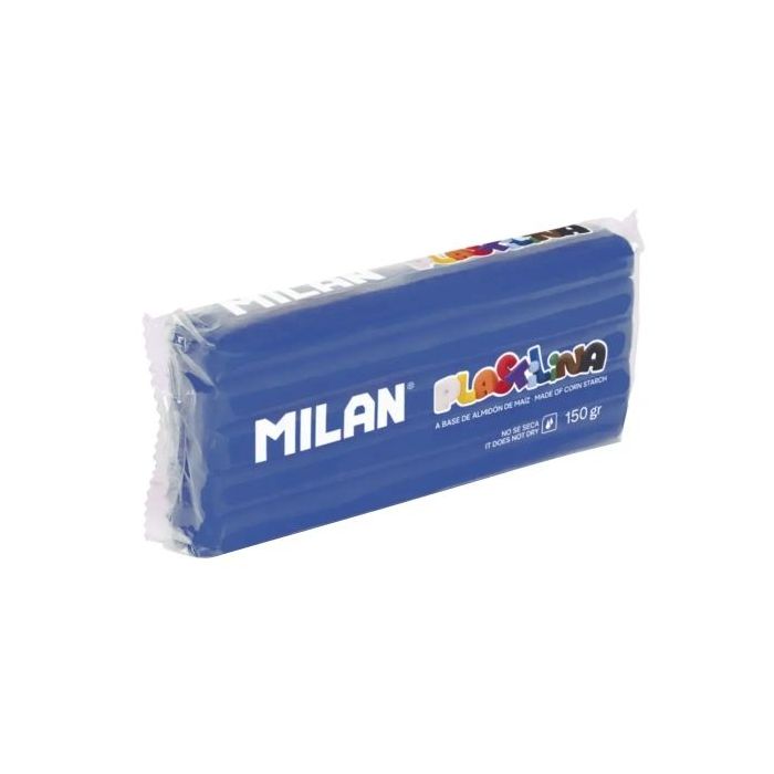 Milan Barra de Plastilina de 150gr - Base de Almidon de Maiz - Sin Gluten - Mezclables - Color Azul Oscuro