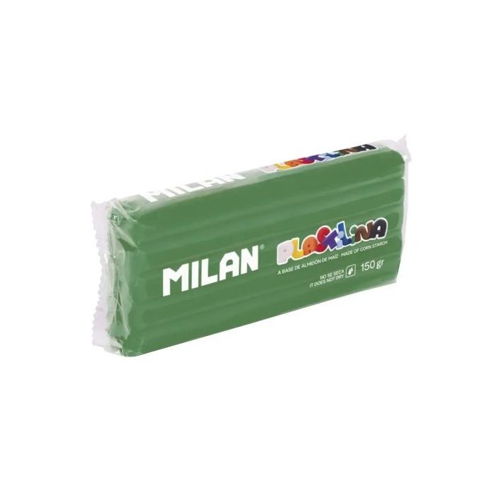 Milan Barra de Plastilina de 150gr - Base de Almidon de Maiz - Sin Gluten - Mezclables - Color Verde