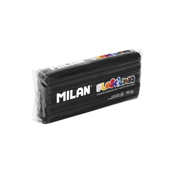 Milan Barra de Plastilina de 150gr - Base de Almidon de Maiz - Sin Gluten - Mezclables - Color Negro