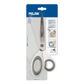 Milan Tijeras de Oficina de 22cm - Mango Ergonomico - Hoja de Acero Inoxidable - Color Blanco