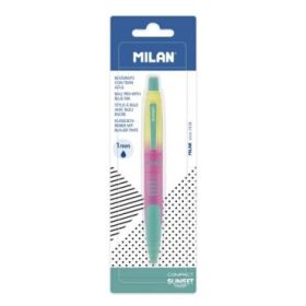 Milan Compact Sunset Blister con 1 Boligrafo de Bola Retractil - Tinta Azul - Punta Redonda 1mm - Colores Surtidos