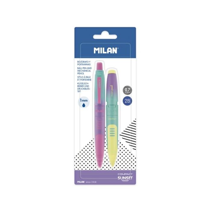 Milan Compact Sunset Pack de 1 Boligrafo Azul + 1 Portaminas 0.7mm - Colores Surtidos