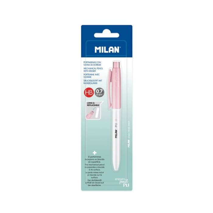 Milan Pl1 + Portaminas 0.7mm - Superficie Antibacteriana - Color Rosa