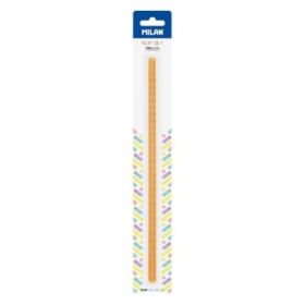 Milan New Look Regla Triangular de 30cm - Plastico Rigido - Transparente - Color Naranja
