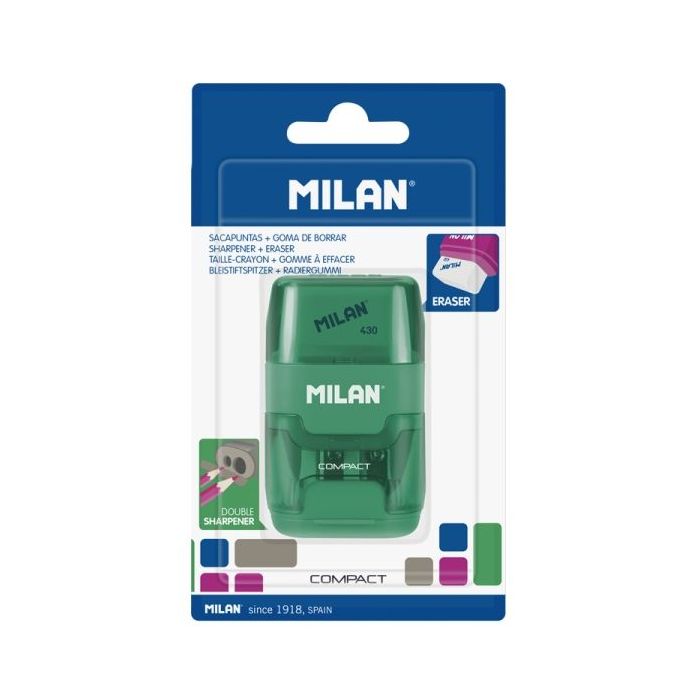 Milan Compact Afilaborra - Cuchilla de Acero de Seguridad - Doble Agujero para Normal y Maxi - Colores Surtidos