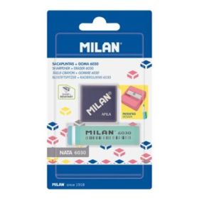 Milan Afila Pack de 1 Sacapuntas + 1 Goma 6030 - Color Azul