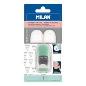 Milan Capsule Silver Afilaborra - 2 Gomas de Recambio - Cuchilla de Acero de Seguridad - Colores Surtidos