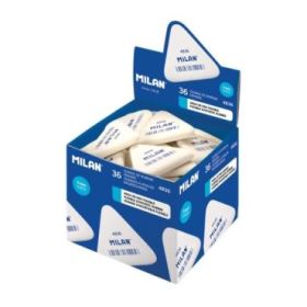 Milan 4836 Goma de Borrar Triangular Flexible - Miga de Pan - Caucho Sintetico - Color Blanco