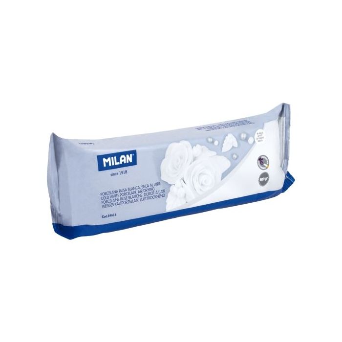 Milan Pasta para Modelar de Aspecto Porcelana - Seca al Aire - 500g - Facil de Moldear - Color Blanco