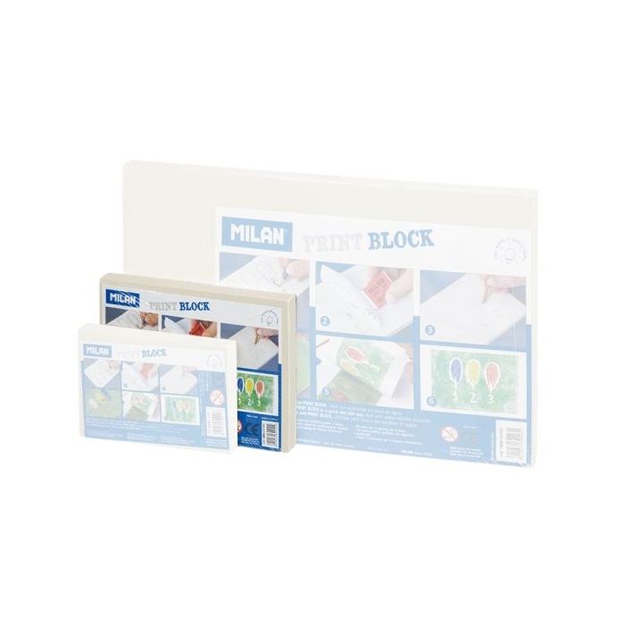 Milan Print Block Plancha de Grabado - Formato M - 10x15x0.9cm - Color Blanco
