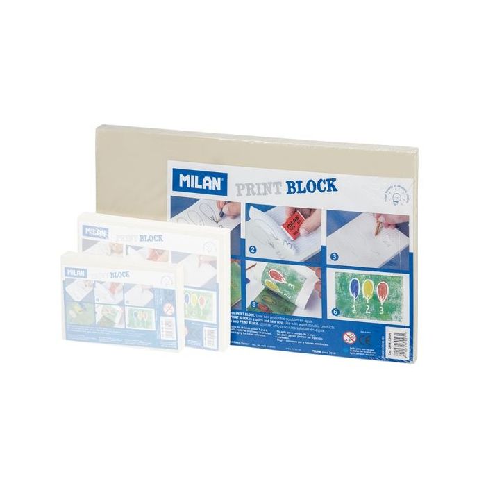 Milan Print Block Plancha de Grabado - Formato L - 15x30x0.9cm - Color Blanco