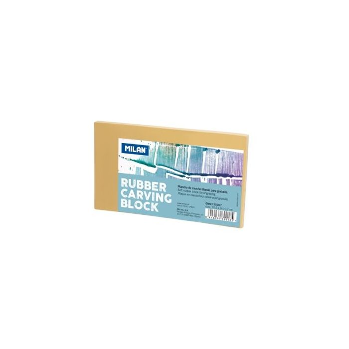 Milan Rubber Carving Block Plancha de Grabado - Caucho Suave - Formato M - 15.5x9x0.7cm - Color Marron