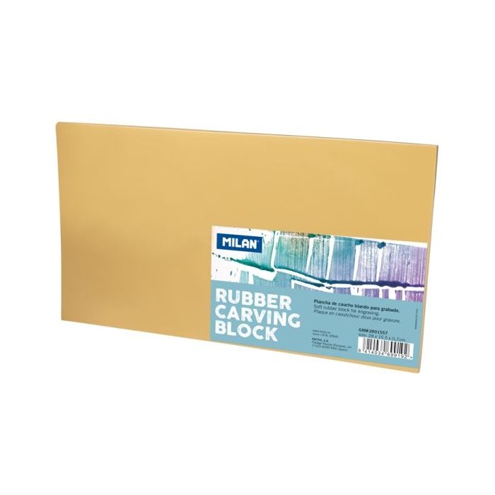 Milan Rubber Carving Block Plancha de Grabado - Caucho Suave - Formato L - 28x15.5x0.7cm - Color Marron