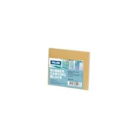 Milan Rubber Carving Block Plancha de Grabado - Caucho Suave - Formato S - 9x7.8x0.7cm - Color Marron