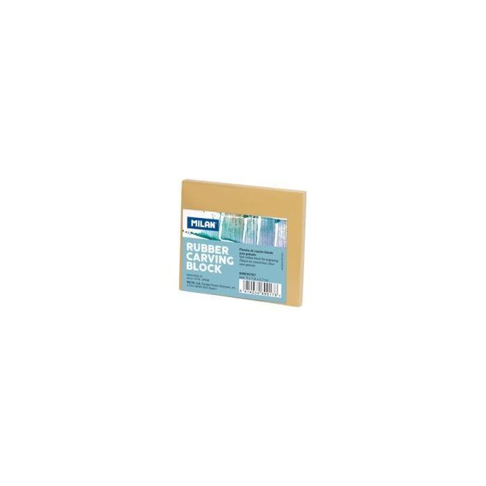 Milan Rubber Carving Block Plancha de Grabado - Caucho Suave - Formato S - 9x7.8x0.7cm - Color Marron