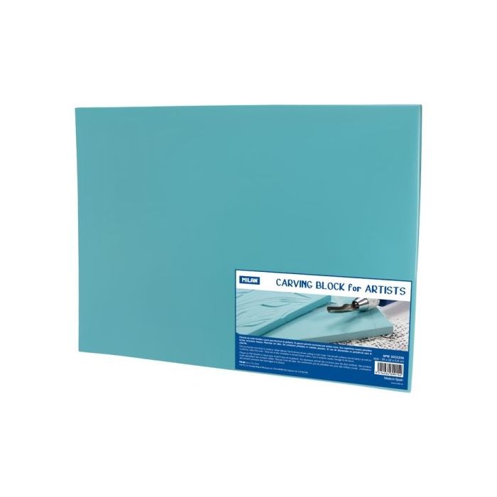 Milan Carving Block Plancha de Grabado - Vinilo Flexible - Formato XL - 30x22x0.6cm - Color Azul