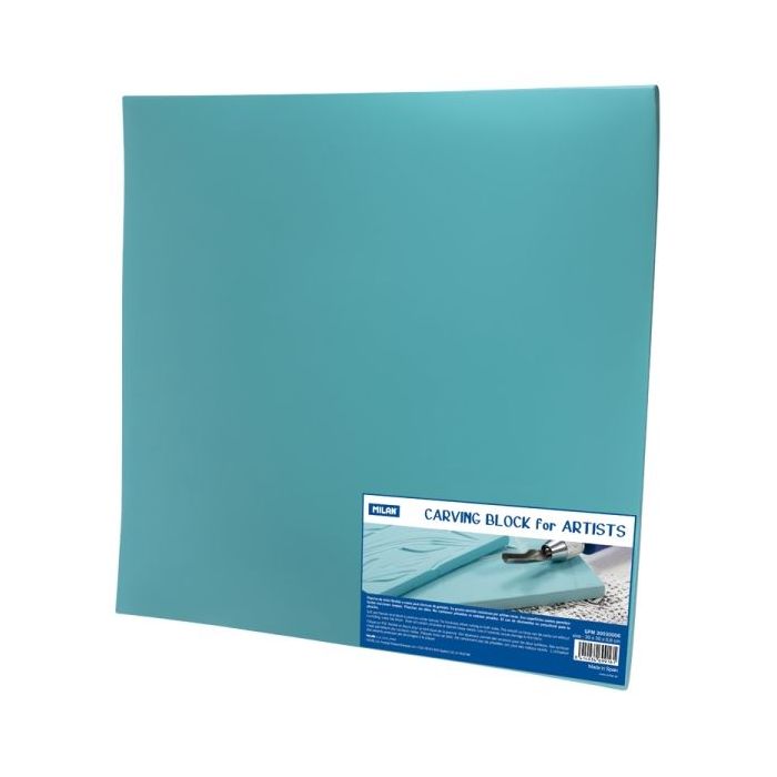 Milan Carving Block Plancha de Grabado - Vinilo Flexible - Formato XXL - 30x30x0.6cm - Color Azul