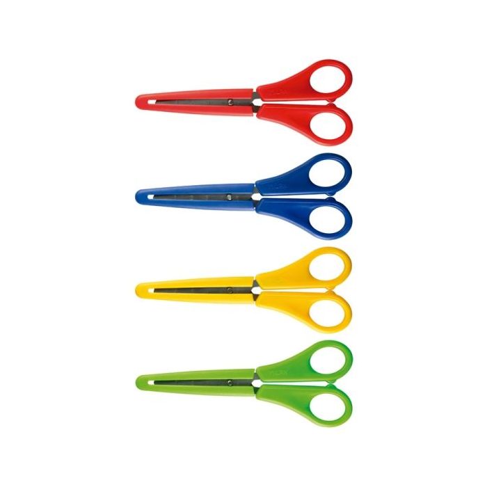 Milan Tijeras con Funda - Regla Integrada de 5cm - Punta Redondeada - Acero Inoxidable de 14.7cm - Colores Surtidos
