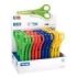 Milan Expositor con 24 Tijeras con Funda - Regla Integrada de 5cm - Punta Redondeada - Acero Inoxidable de 14.7cm - Colores Surtidos